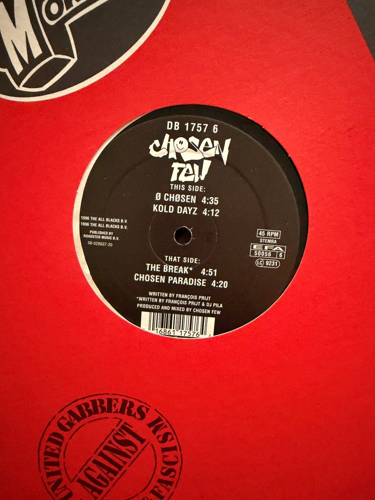 Gabber Vinyl Chosen Few Mok56 1996 Chosen Paradise, Ophalen of Verzenden, Zo goed als nieuw, 12 inch