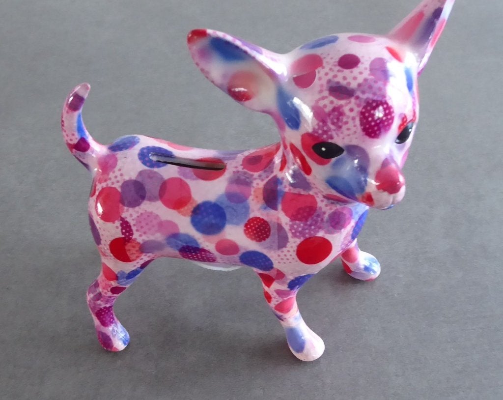 Roze Chihuahua-spaarpot "Pomme-pidou" - Hoogte: 19 cm, Verzenden, Zo goed als nieuw, Hond of Kat, Beeldje of Figuurtje