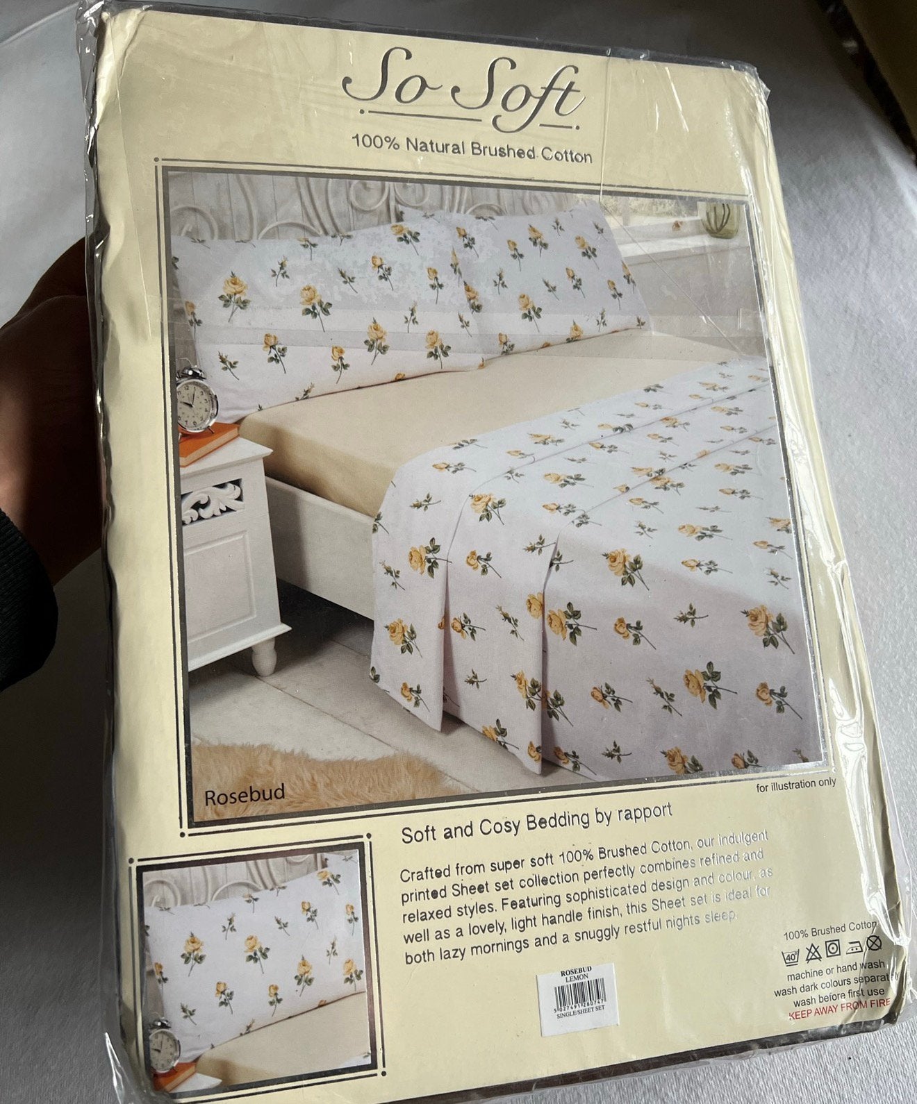 Rosebud 100% brushed Katoen lakenset Single beddengoed set, Overige maten, Wit, Dekbedovertrek, Nieuw