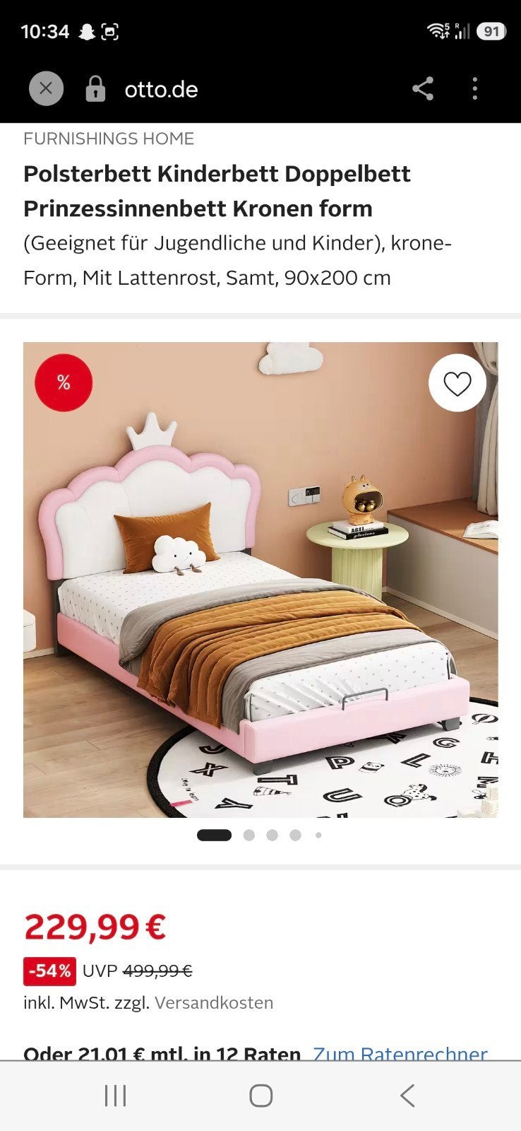 Prinsessenbed roze/wit - Zo goed als nieuw, Ophalen, Eenpersoons, Zo goed als nieuw, Overige maten