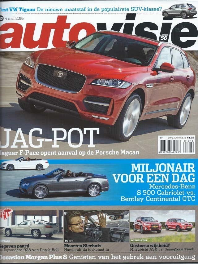 Autovisie 10 2016 : Porsche 928 - Morgan +8 - Jaguar F-Pace, Ophalen of Verzenden, Gelezen, Algemeen