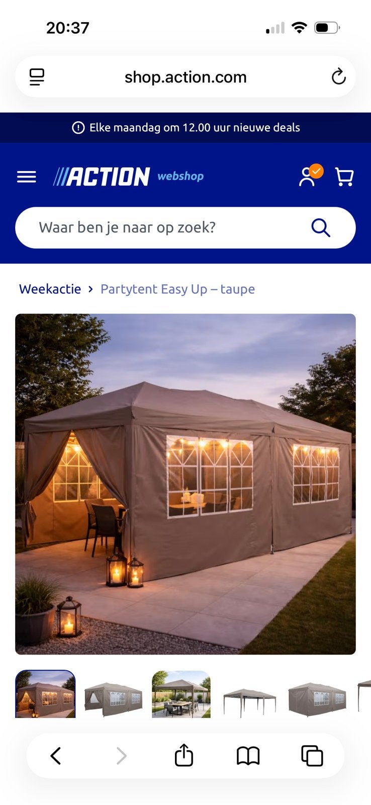Partytent Easy Up - taupe 290x580x270 cm | UV50, Opvouwbaar, Partytent, Nieuw, 4 tot 6 meter