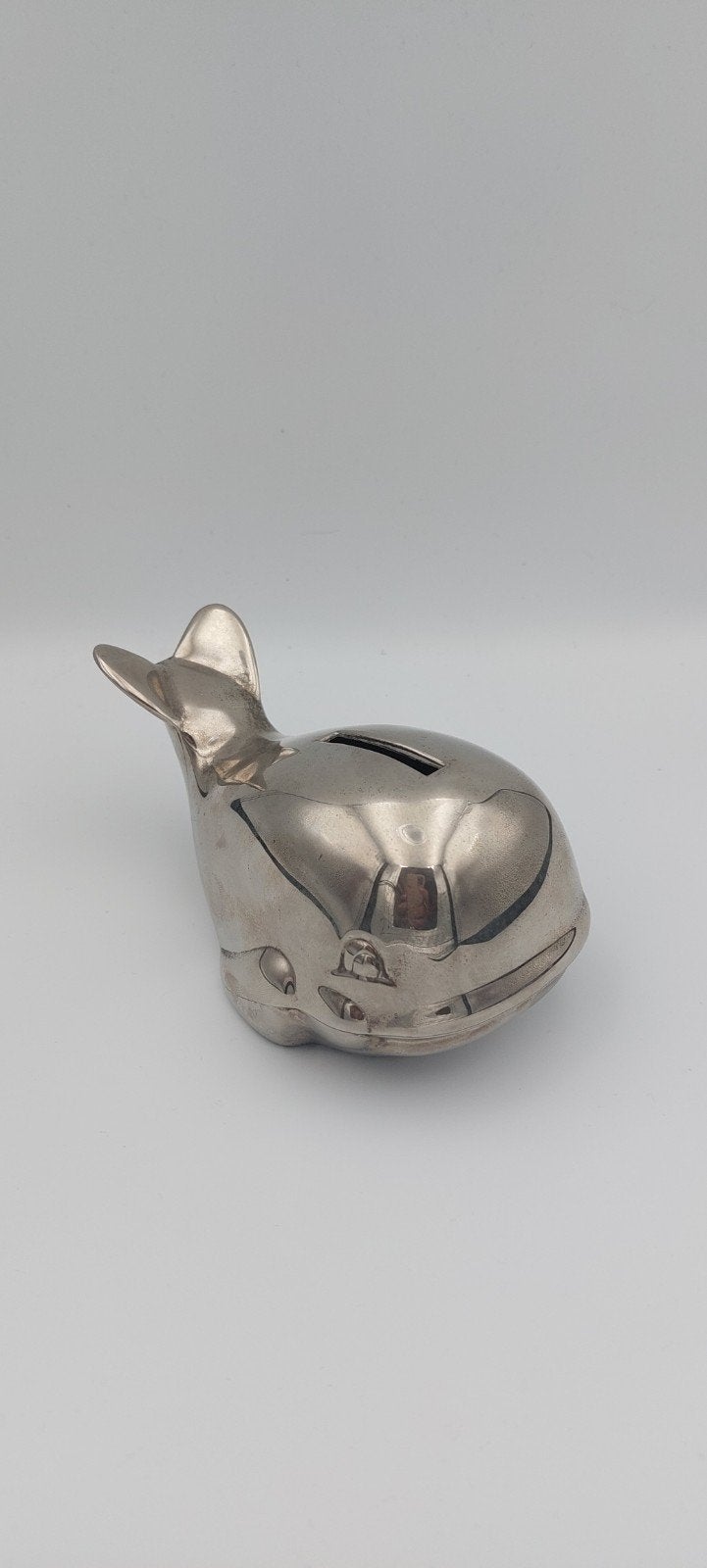 Vintage spaarpot walvis orka ( zilver?) Oide spaarpot, Ophalen of Verzenden, Metaal of Blik