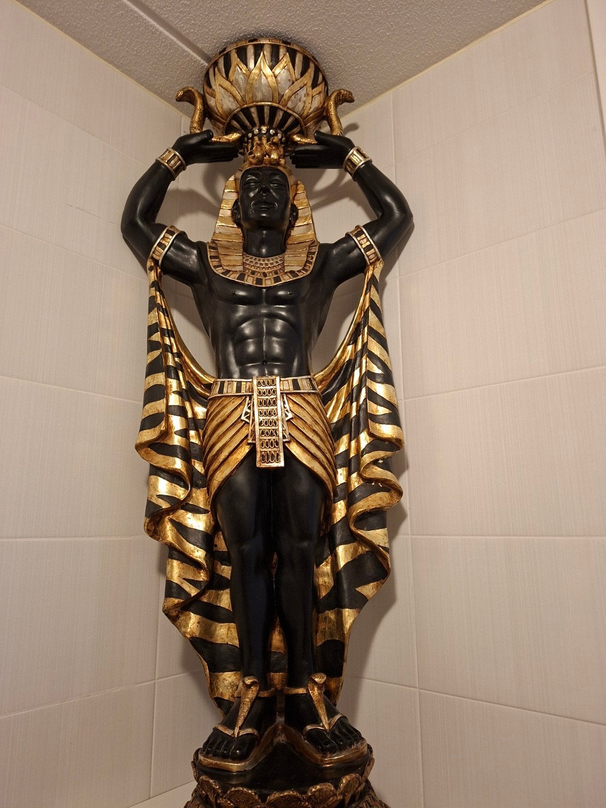 Grote Egyptische Farao Beeld - Zwart en Goud, Ophalen