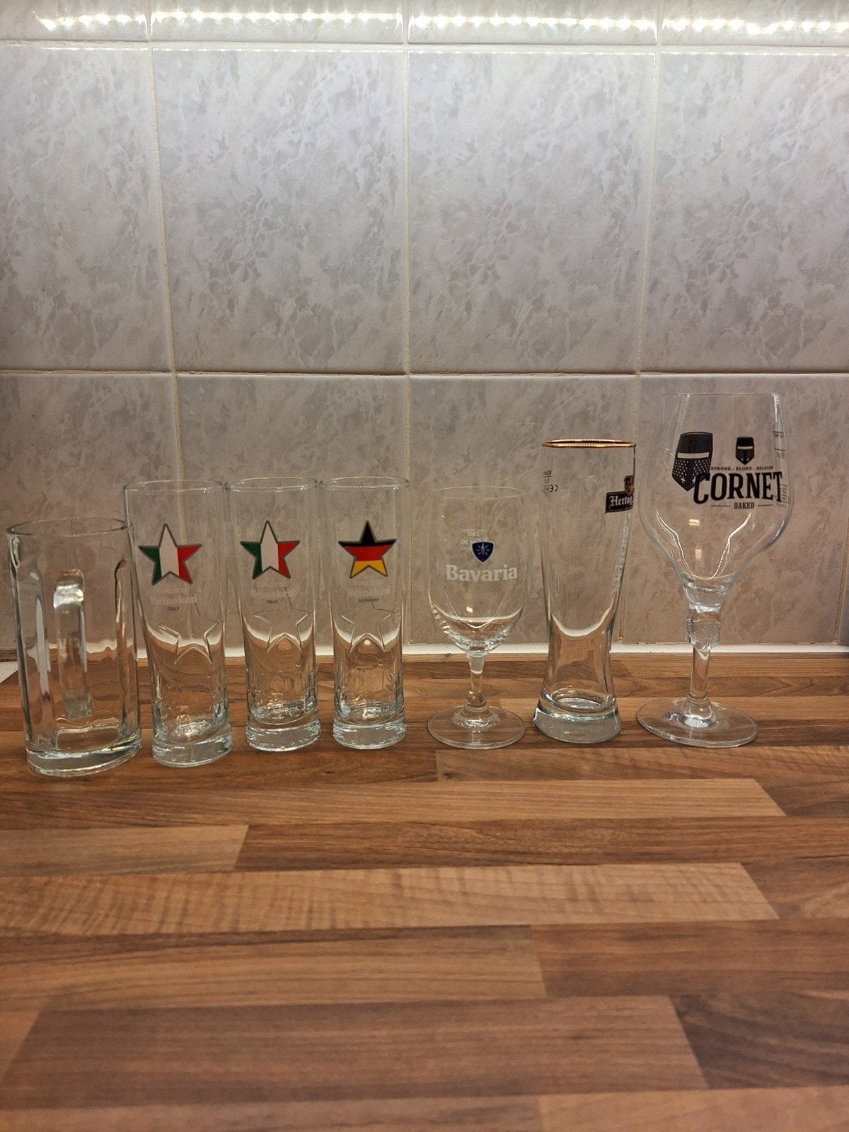 7 diverse bierglazen - Heineken, Bavaria, Cornet, Ophalen of Verzenden, Meerkleurig, Glas, Overige typen
