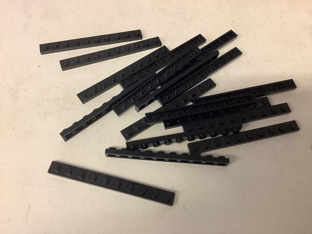 Lego plaat 1x10 zwart, Ophalen of Verzenden, Gebruikt, Losse stenen, Lego