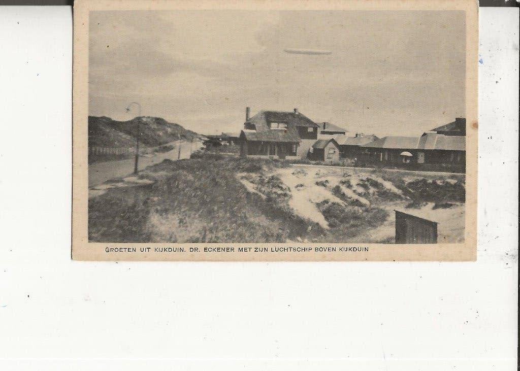Loosduinen Kijkduin Dr Eckener met luchtschip Zeppelin, Ophalen of Verzenden, 1920 tot 1940, Ongelopen, Zuid-Holland
