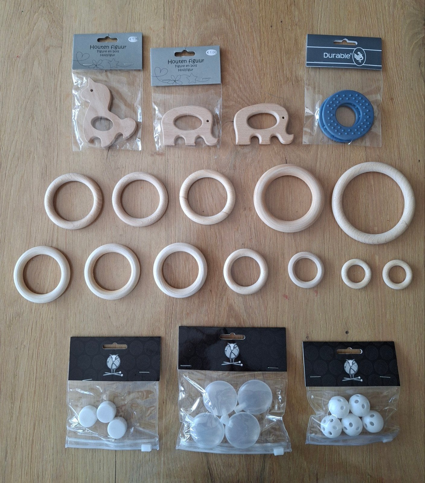 Houten bijtringen, rammeldoosjes, rammelballen, piepers, Ophalen of Verzenden, Nieuw