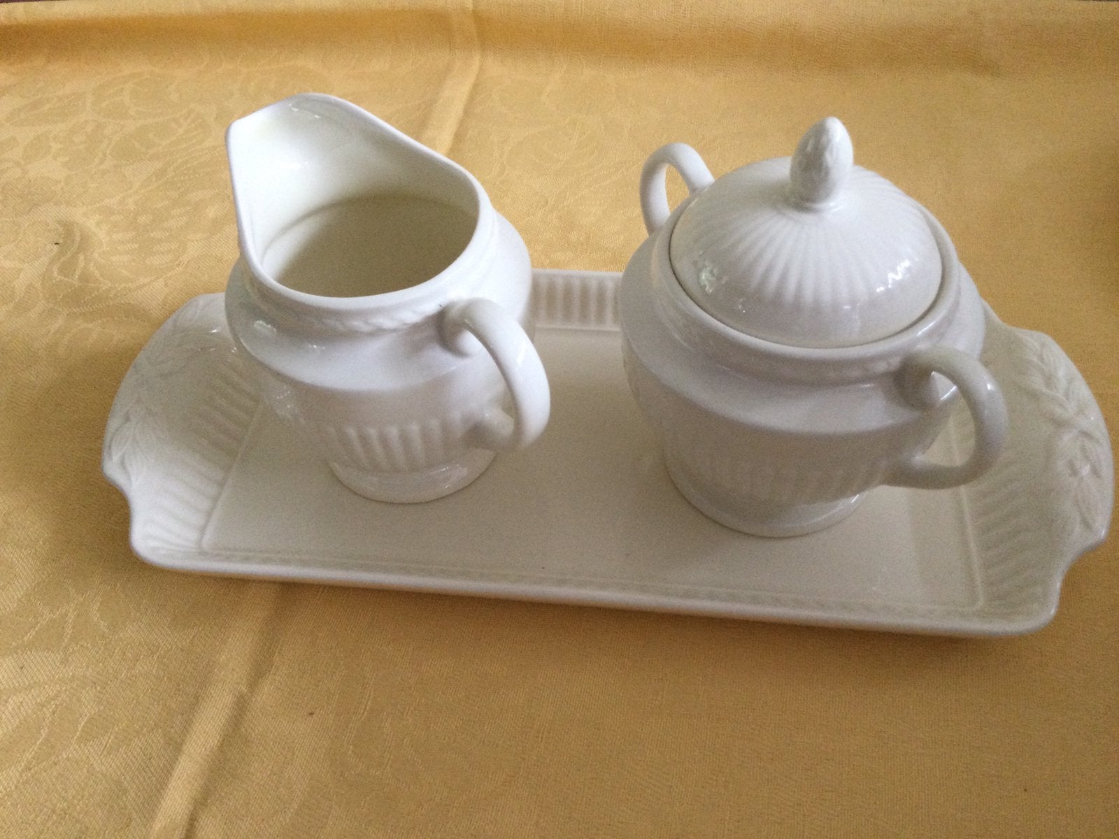 Wedgwood Edme Queens Ware roomstel met platteau als nieuw, Ophalen of Verzenden