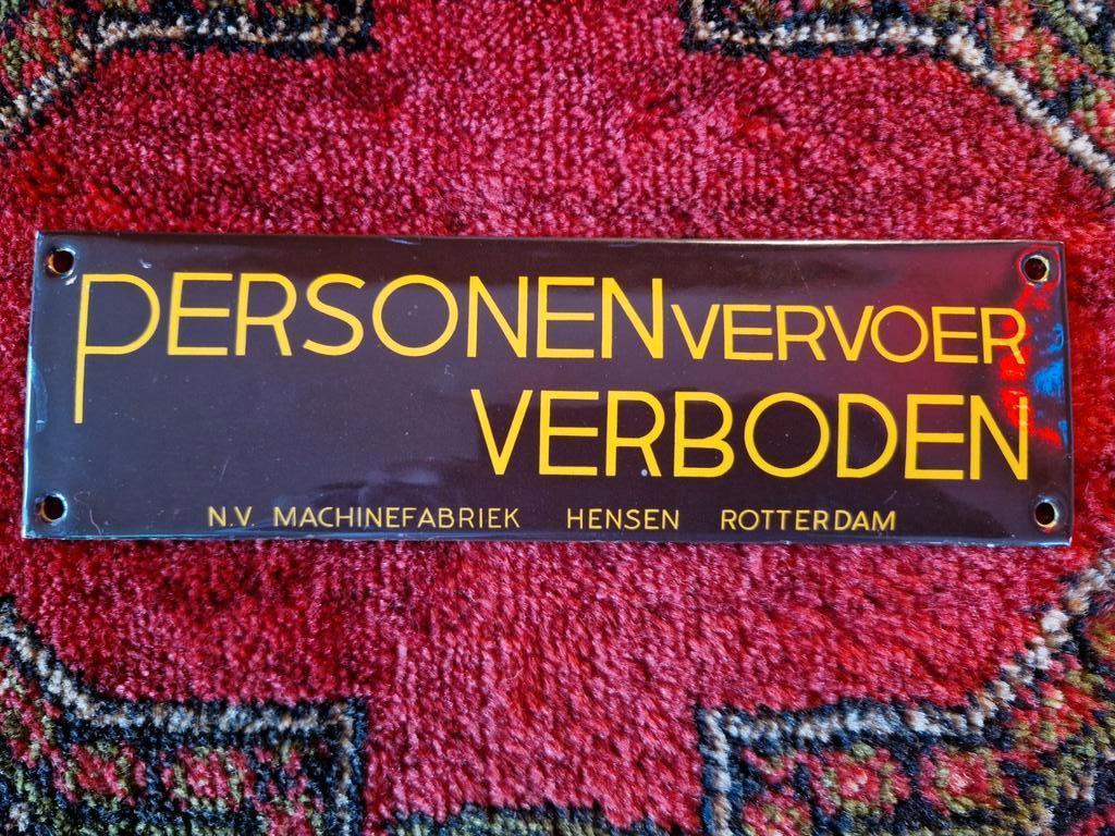 Emaillebord Personenvervoer Rotterdam 1986, Ophalen of Verzenden, Gebruikt, Overige aantallen, Overige merken