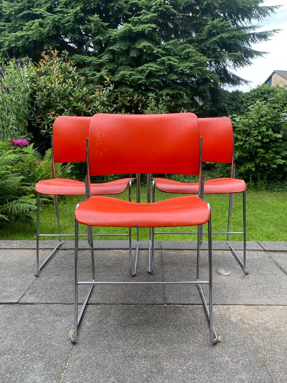 3 howe vintage frame oranje stoelen jaren 70, Ophalen