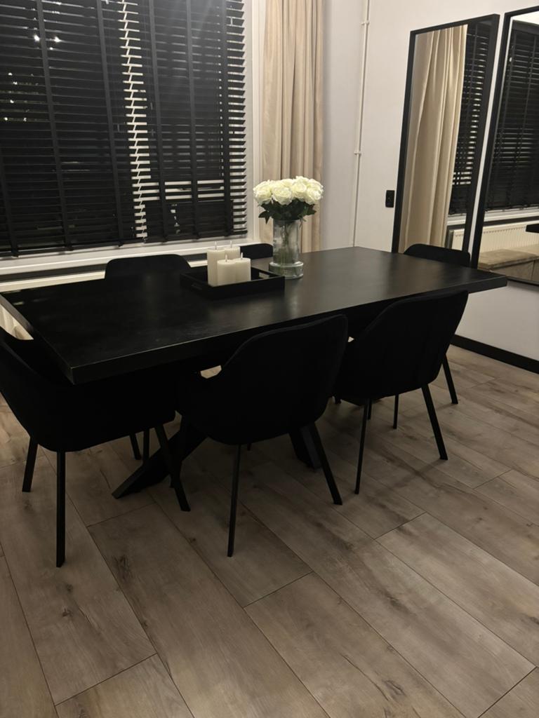 Eettafel zwart, Huis en Inrichting, Tafels | Eettafels, 200 cm of meer, Zo goed als nieuw, Rechthoekig, 50 tot 100 cm
