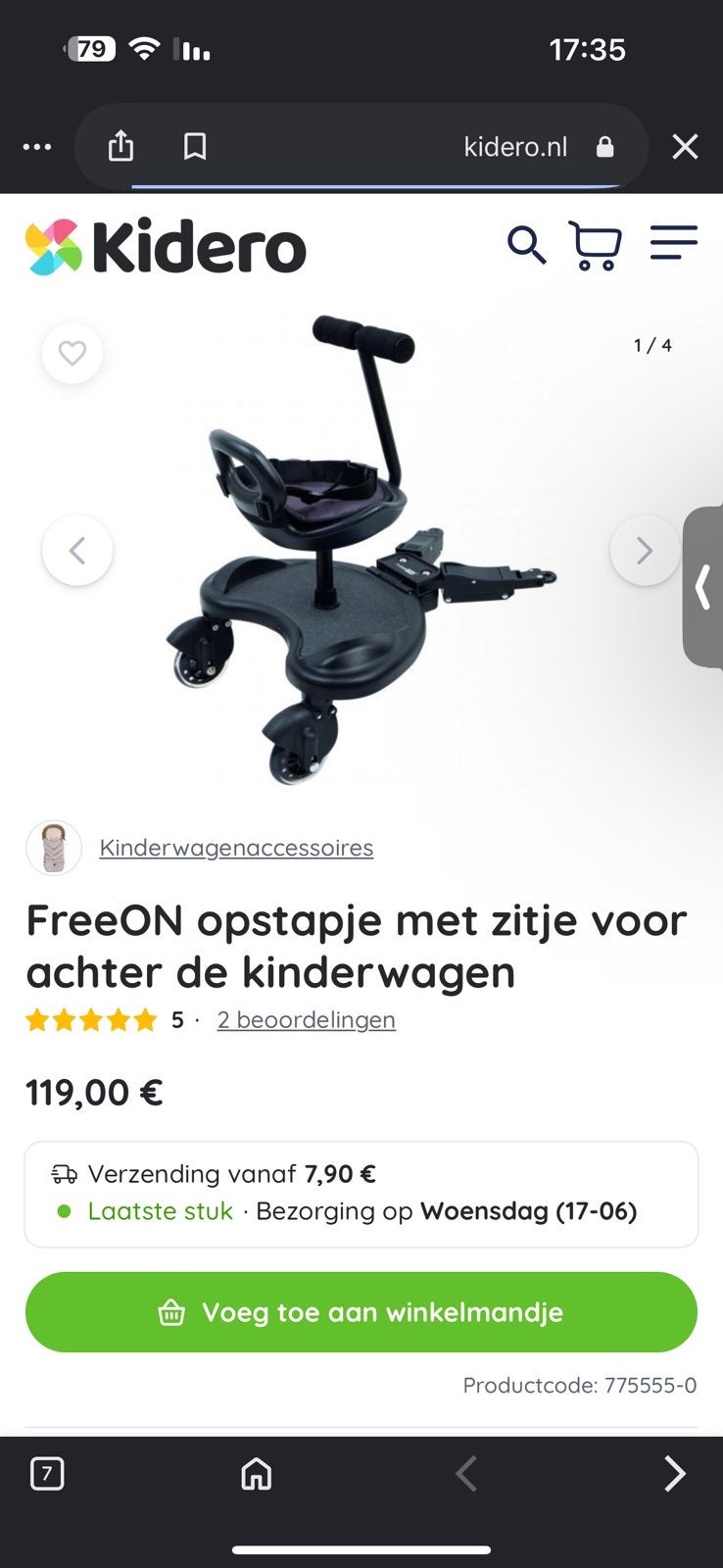 Kinderwagen opstapje met zitje – FreeON (zo goed als nieuw, Ophalen, Zo goed als nieuw