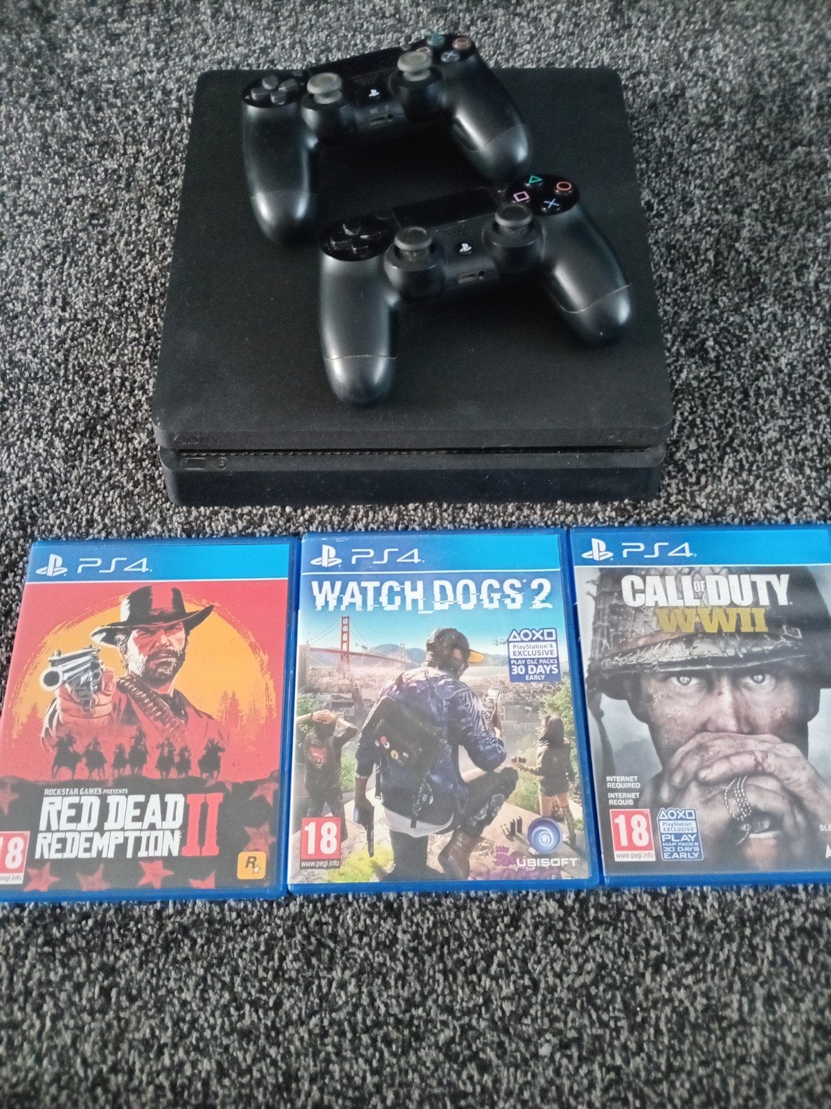 Playstation 4 slim 2 controllers en games, Met 2 controllers, Ophalen of Verzenden, Zo goed als nieuw, Slim