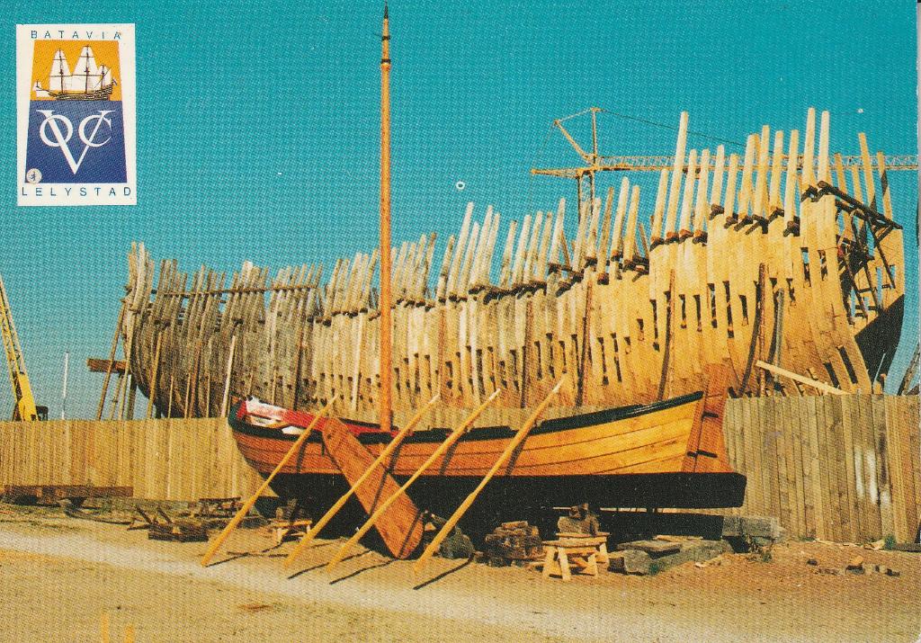 Lelystad bouw van de Batavia, Verzamelen, Ophalen of Verzenden, 1980 tot heden, Ongelopen, Flevoland