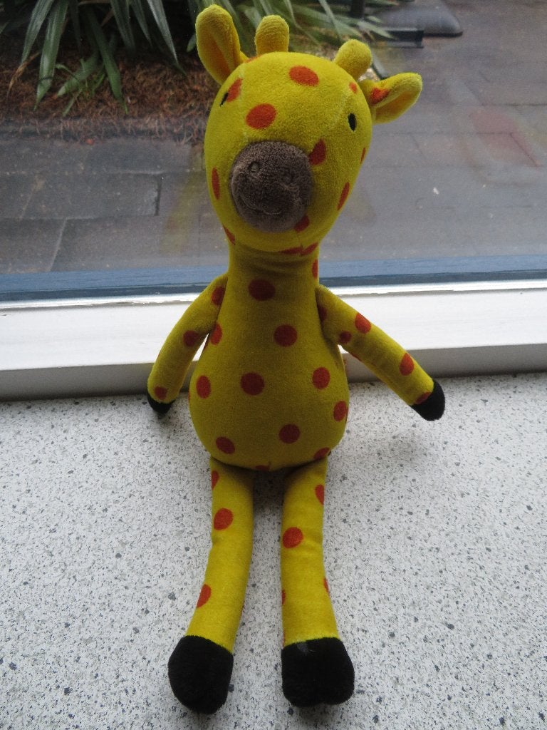 Max Giraffe van dieren Dorpje zacht velours giraf, Giraf, Geel, Ophalen of Verzenden, Zo goed als nieuw