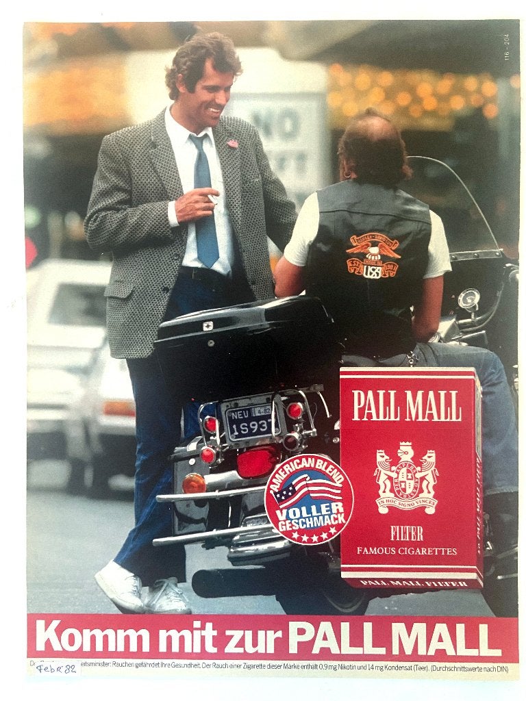 Vintage Reclame - Pall Mall - 1982 - Duitsland, Verzenden, Zo goed als nieuw, Gebruiksvoorwerp
