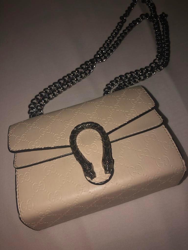 Gucci Dionysus schoudertasje in crème wit, Ophalen, Zo goed als nieuw, Wit, Schoudertasje