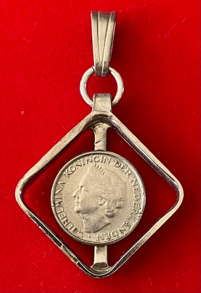 Hanger met een dubbeltje Wilhelmina, Ophalen, Koningin Wilhelmina, 10 cent, Losse munt