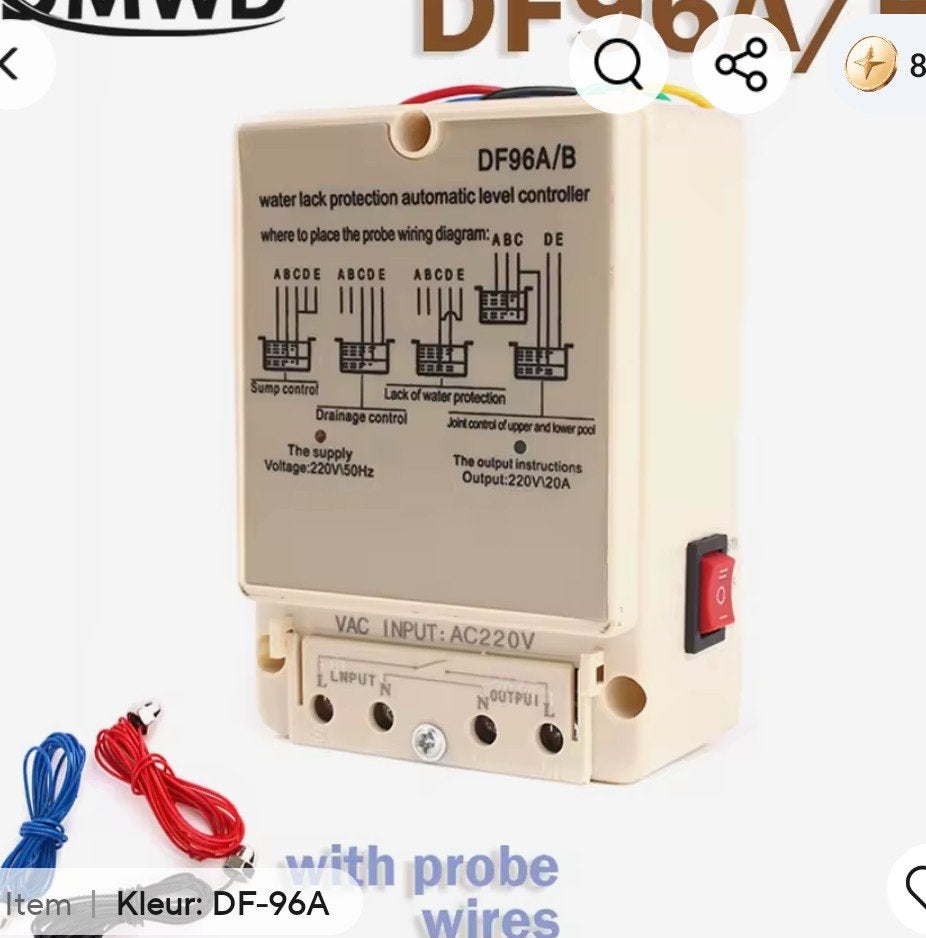 Automatische Waterniveau Controller DF-96A/B met Sensoren, Watersport en Boten, Ophalen of Verzenden, Zo goed als nieuw