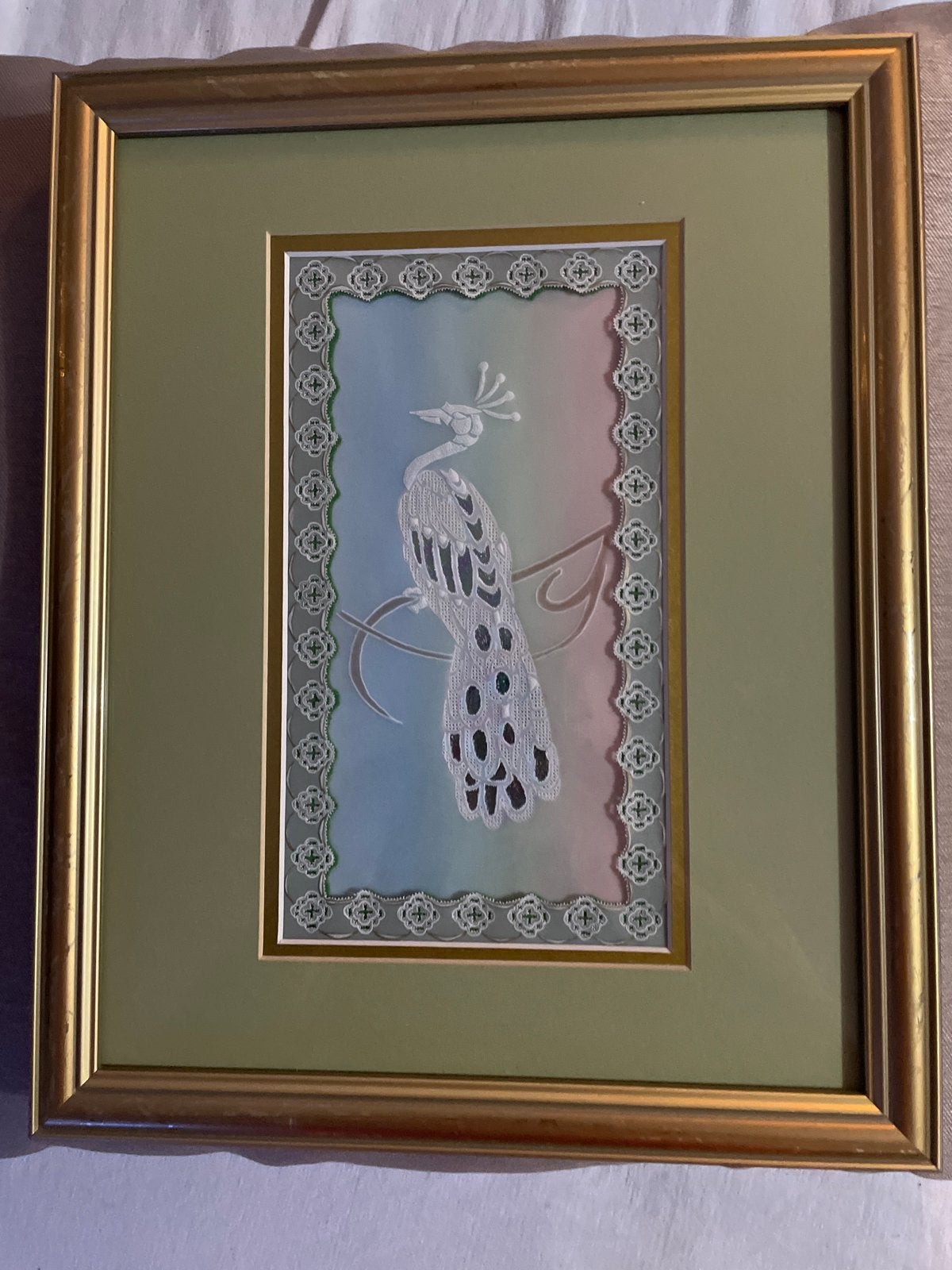 Handgemaakt ingelijst vogelkunstwerk - Vintage wanddecoratie, Ophalen of Verzenden