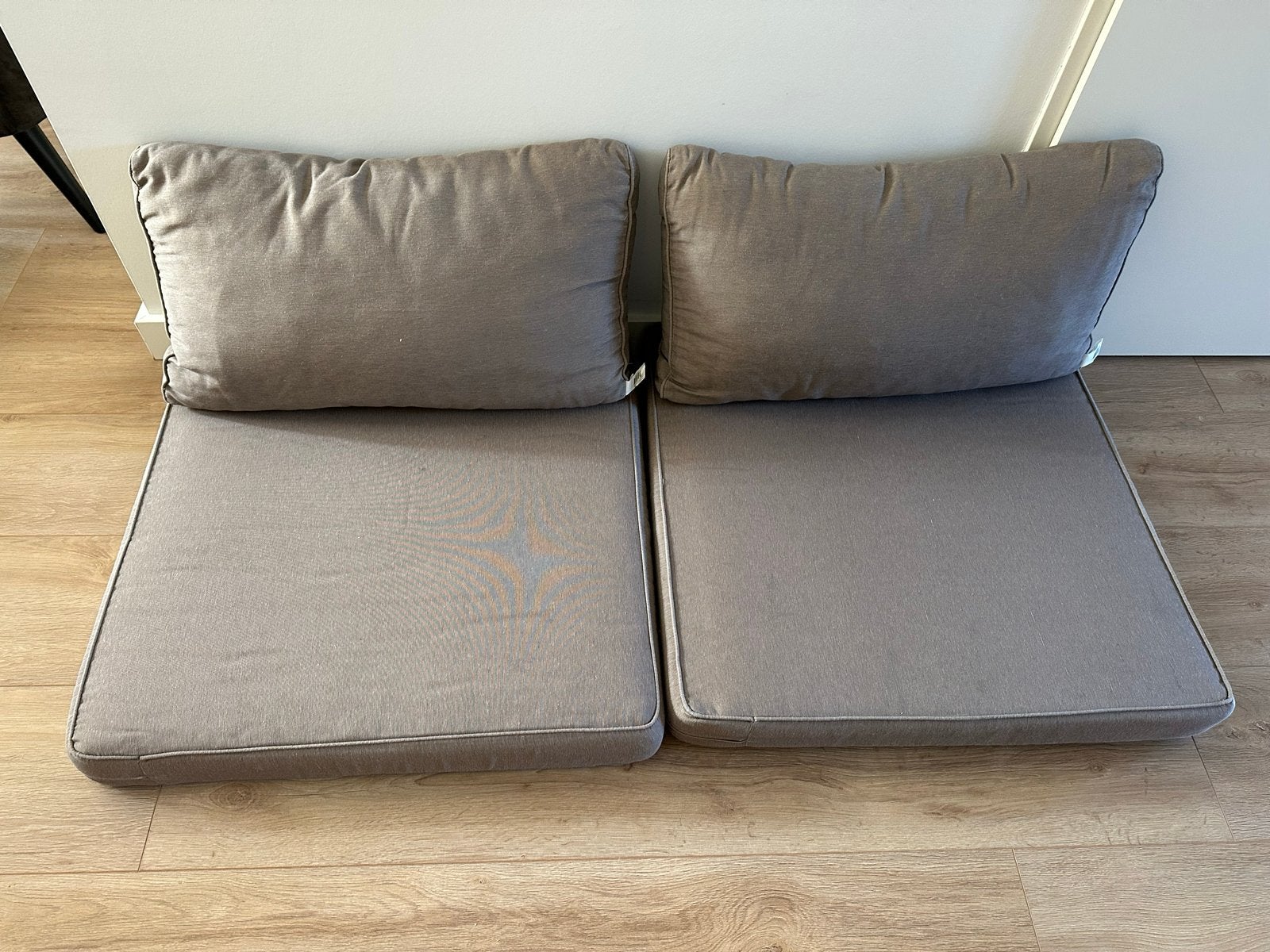 2 taupe palletkussens Leen Bakker, zo goed als nieuw, Huis en Inrichting, Ophalen, Overige merken, Bruin, Palletkussen