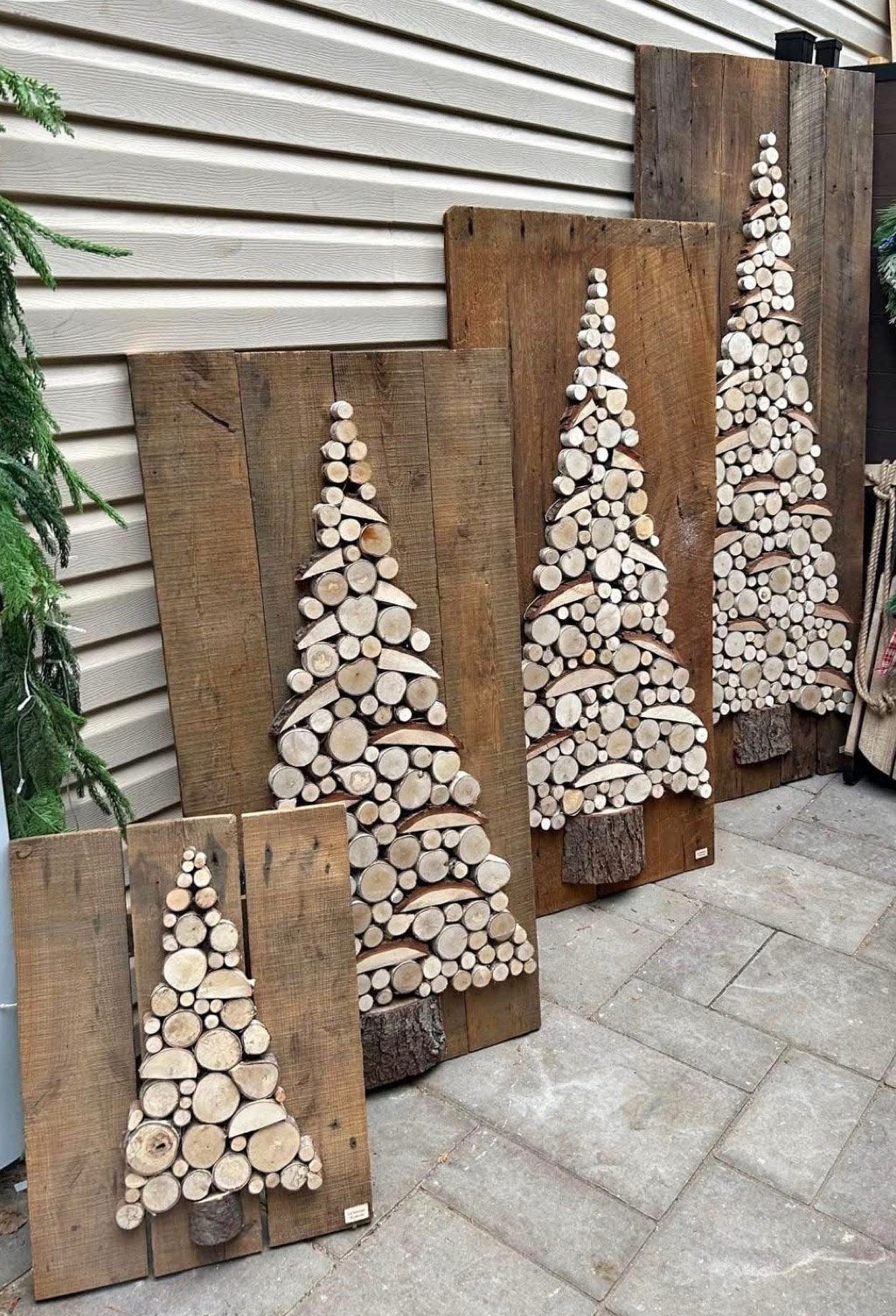 houten plakjes boomstametjes kerst kerststukjes hobby kerst, Ophalen of Verzenden, Gebruikt