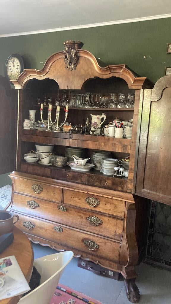Antiek Hollands notenhouten kabinet, Antiek en Kunst, Ophalen of Verzenden