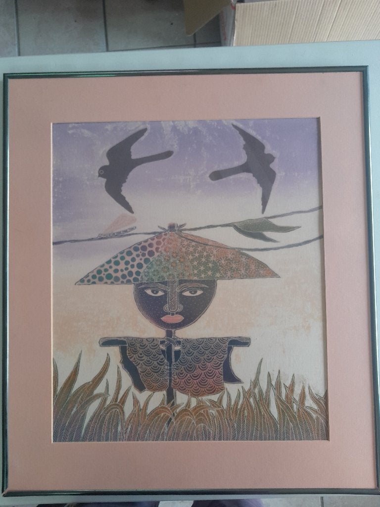 Ingelijst Batik Doek, Ophalen, 68 cm, Ingelijst, Indonesië