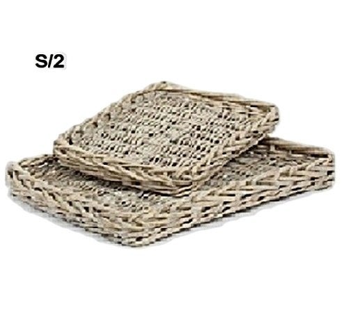 Dienblad Set/2 rattan paniermand tray, Verzenden, Nieuw, Rechthoekig, Overige materialen
