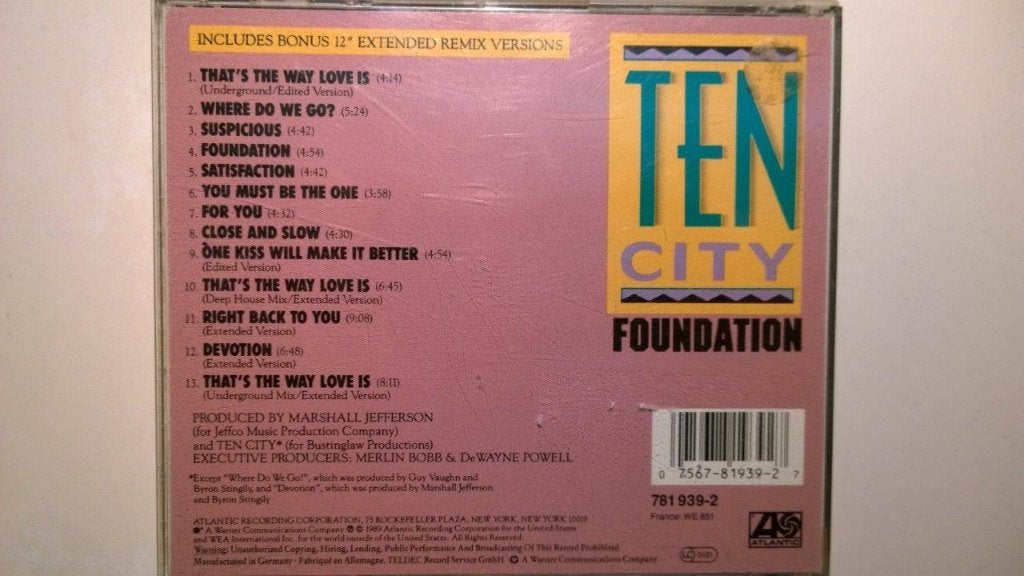 Ten City - Foundation, Cd's en Dvd's, Ophalen of Verzenden, Zo goed als nieuw, Dance, Album
