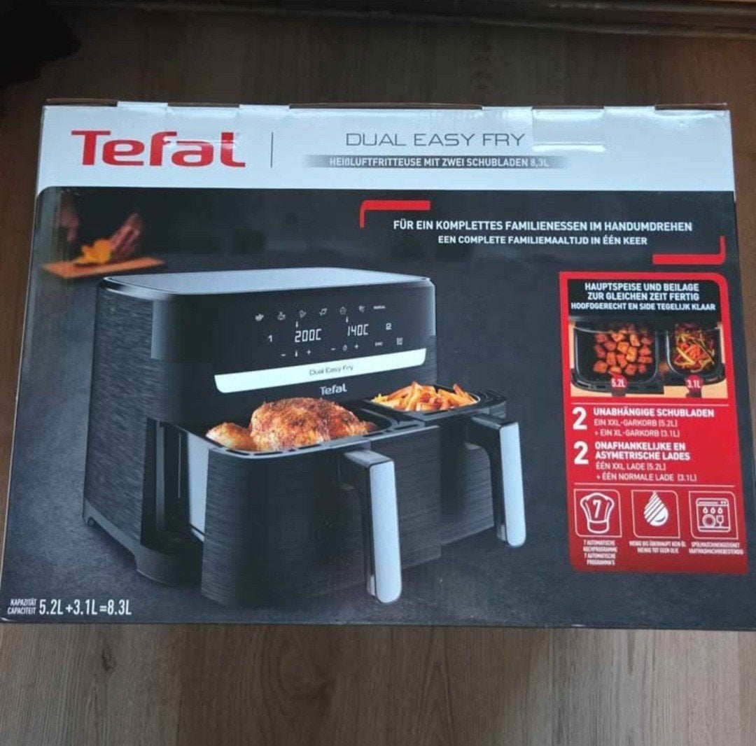 Tefal Dual Easy Fry XXL heteluchtfriteuse - 8.3L, Ophalen, Nieuw, Airfryer XXL, 1500 gram of meer