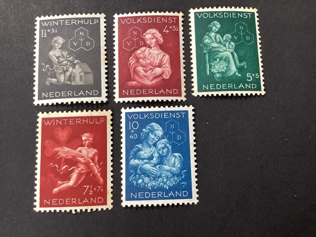 1944, Winterhulp, 423-427, Postzegels en Munten, Postzegels | Nederland, Verzenden, Na 1940, Postfris