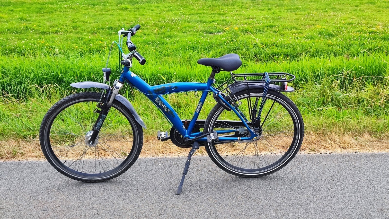 Blauwe Batavus fiets met nieuwe verlichting en zadel, Gebruikt, Velgrem, Batavus, Ophalen of Verzenden