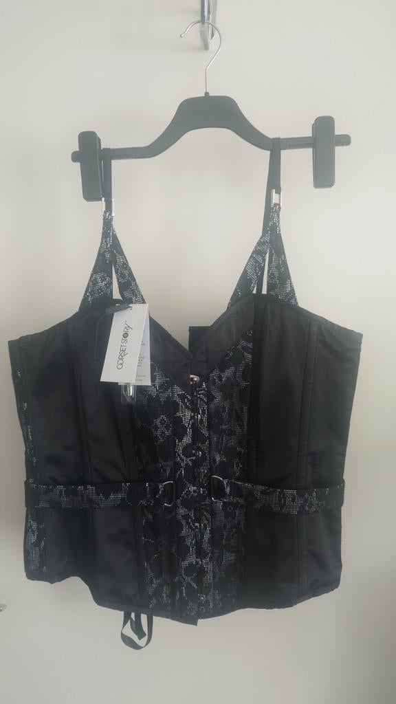 NIEUW Corset maat UK 22 stalen baleinen rijgcorset, Corsetstory, Verzenden, Zwart, Body of Korset