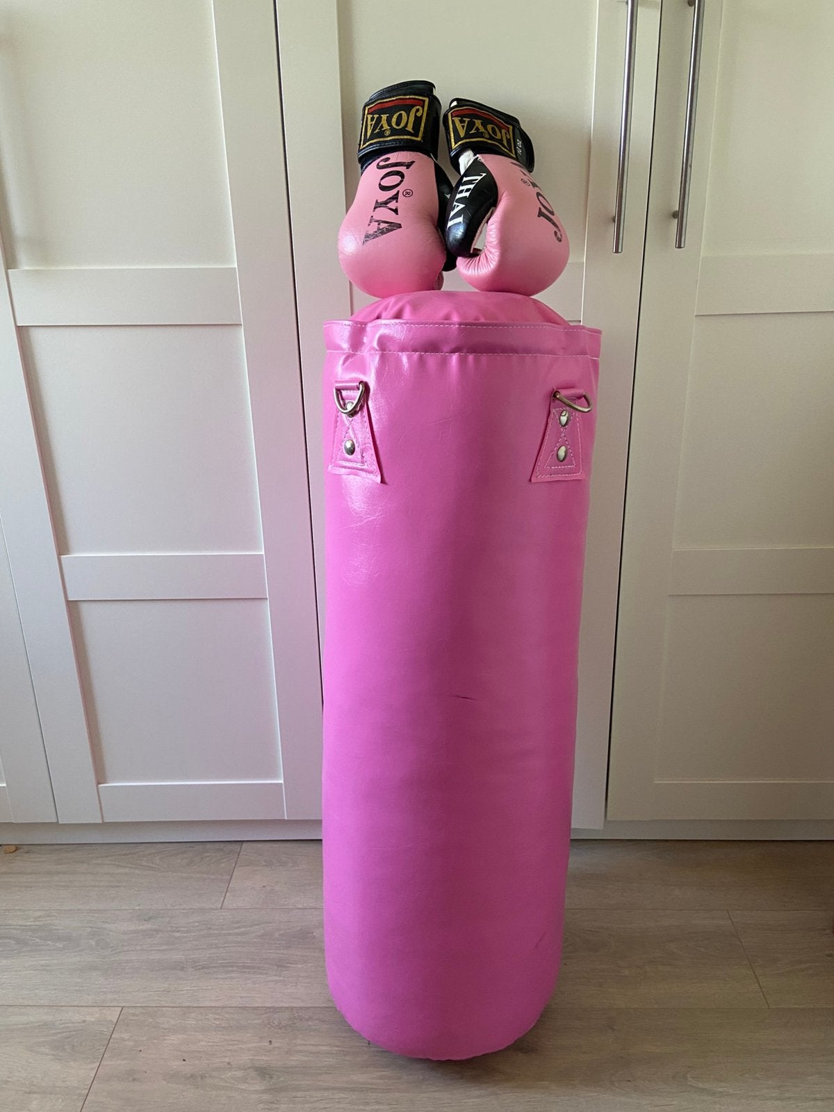 Boksbal roze met handschoenen, Ophalen, Gebruikt, Boksbal
