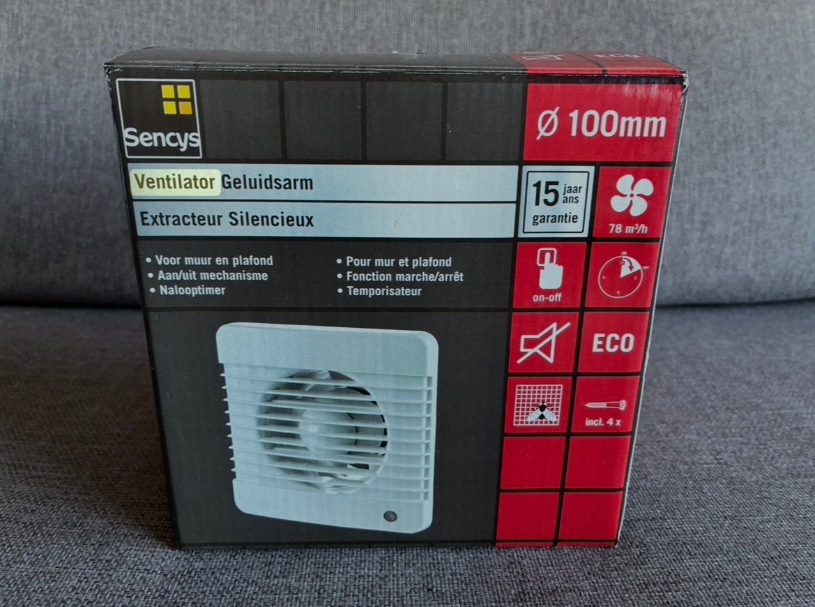 Sencys Badkamer ventilator 100 mm, Ophalen, Nieuw, Plafondventilator