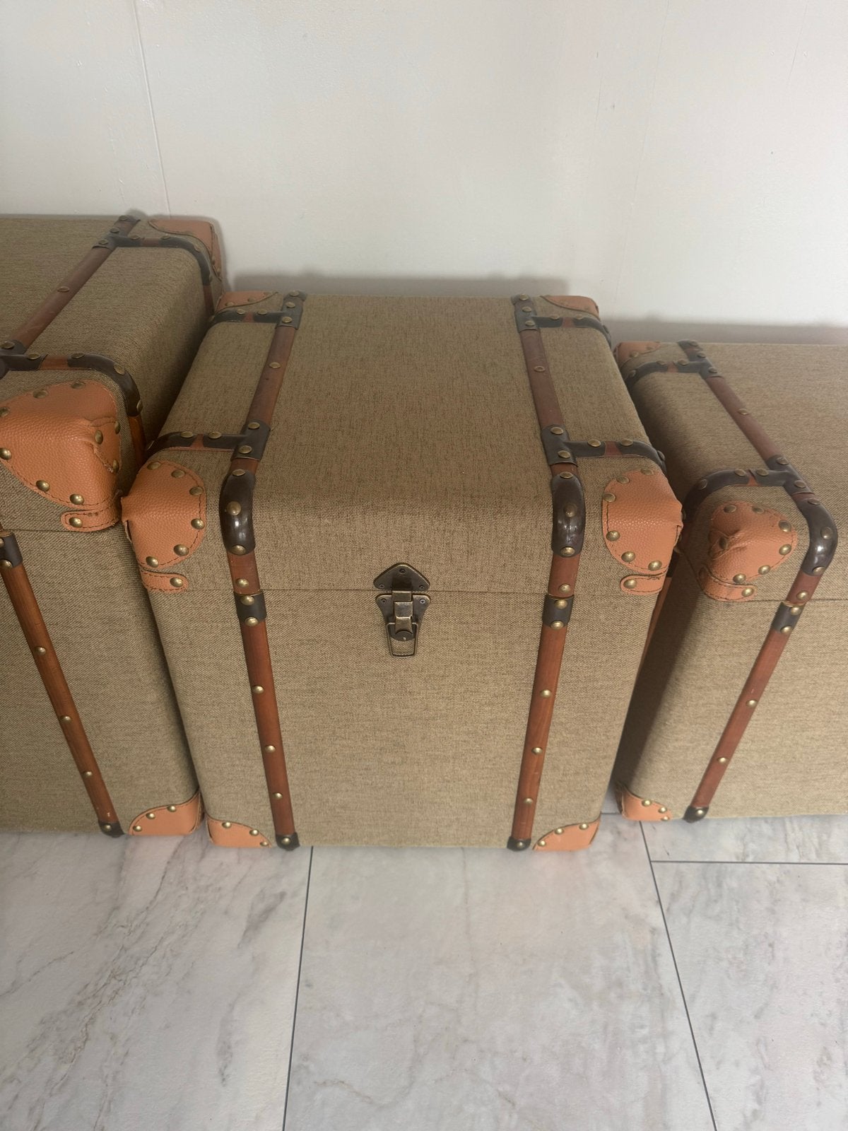 Set van 3 vintage koffers/opbergkisten, Huis en Inrichting, Woonaccessoires | Kisten, Ophalen, Gebruikt, 50 tot 100 cm, 50 tot 75 cm