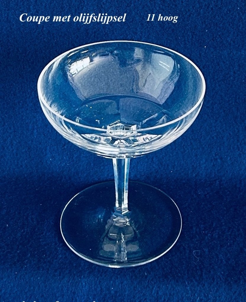 Champagne Coupe Olijfslijpsel 11h Glas Kristal, Antiek en Kunst, Ophalen