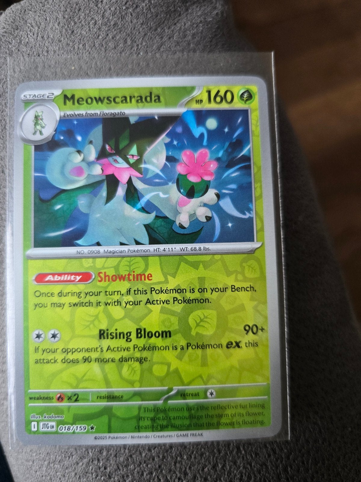 Meowscarada Pokémon Kaart - JIG EN 018/159, Ophalen of Verzenden, Zo goed als nieuw, Losse kaart