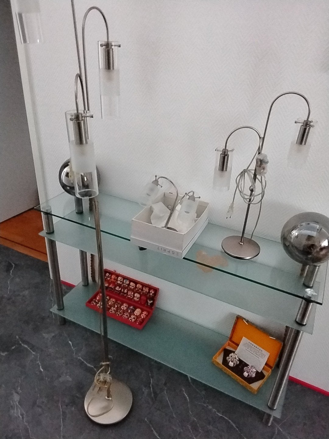 3 sfeer lampen, 1 wand, 1 buro/kast, 1 staande lamp., Huis en Inrichting, Ophalen of Verzenden