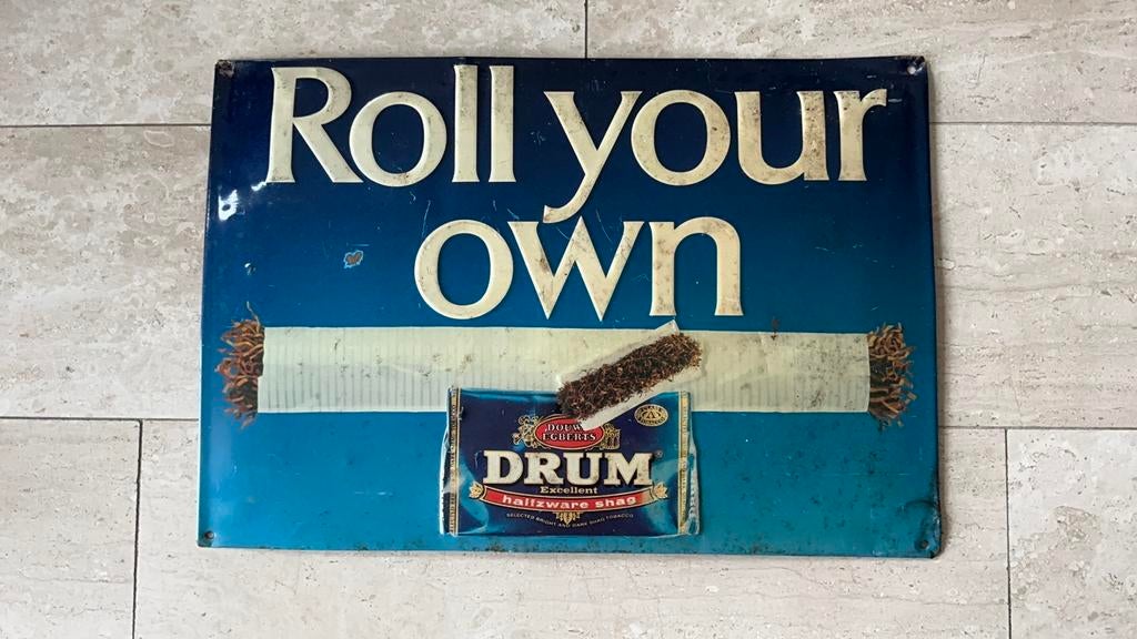Bord DRUM., Ophalen of Verzenden, Gebruikt, Reclamebord