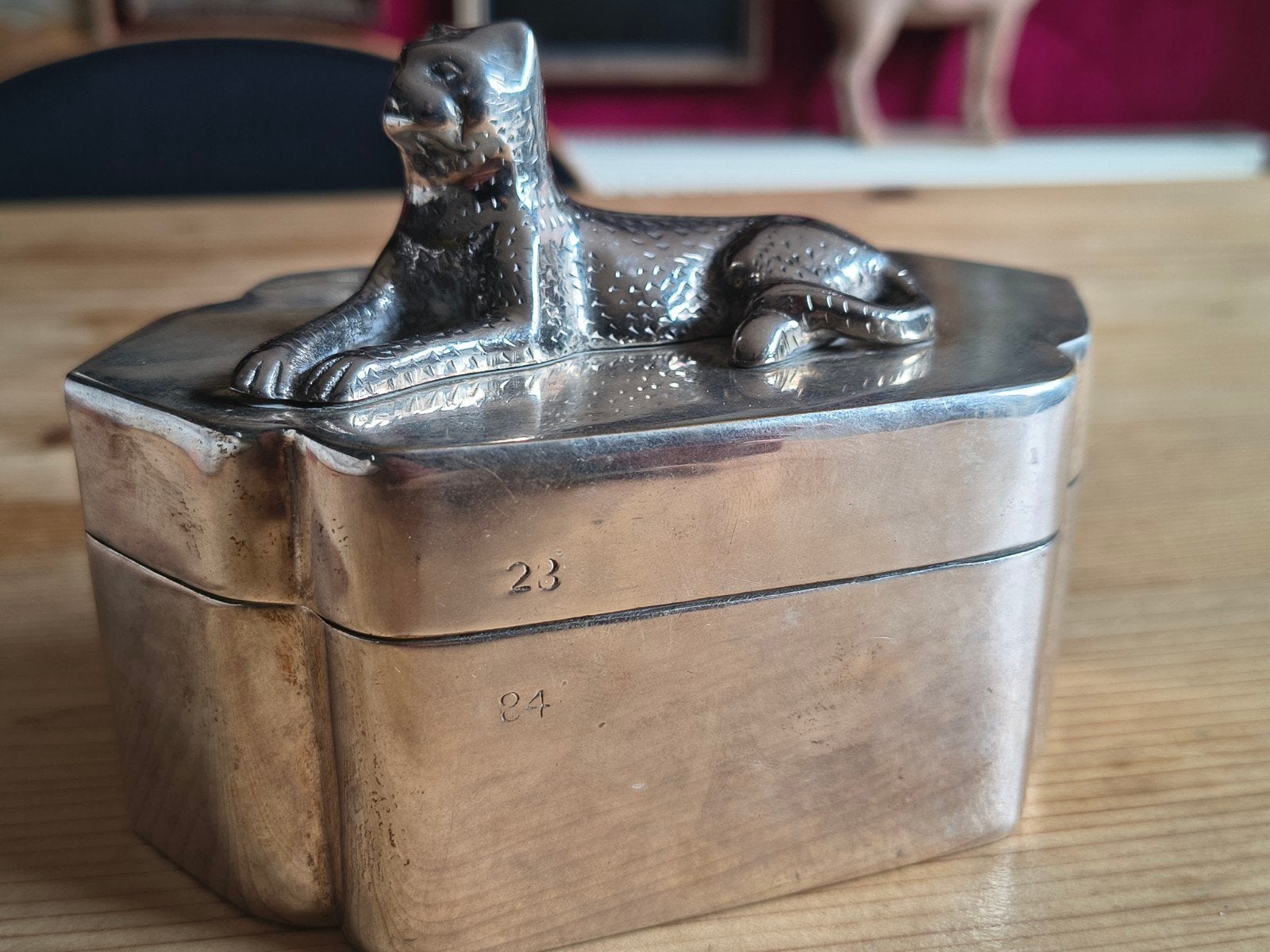Art Déco cassette / doos met luipaard – Vintage, Ophalen of Verzenden