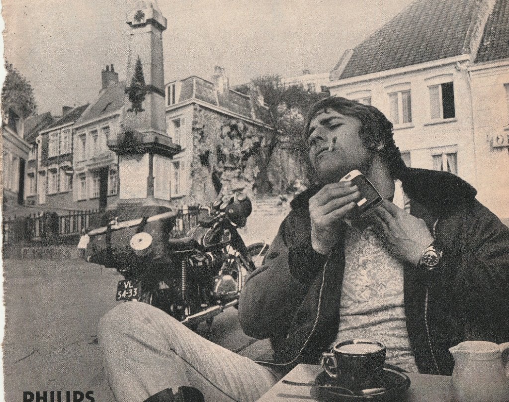 Retro reclame 1971 Philips scheerapparaat in Cassel, Verzenden, Overige typen
