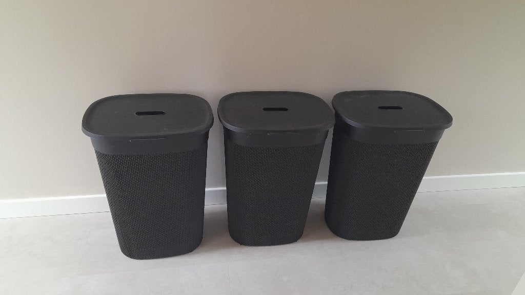 Wasmanden 3 stuks, Ophalen, Gebruikt, Zwart, Wasmand