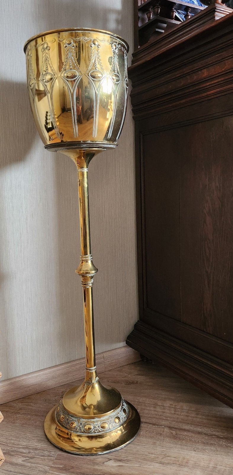 Prachtige antieke messing jardinière, Antiek en Kunst, Ophalen