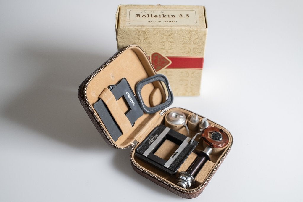Vintage Rolleikin 3.5 conversiekit in originele doos, Ophalen of Verzenden, Gebruikt, Spiegelreflex, Overige Merken
