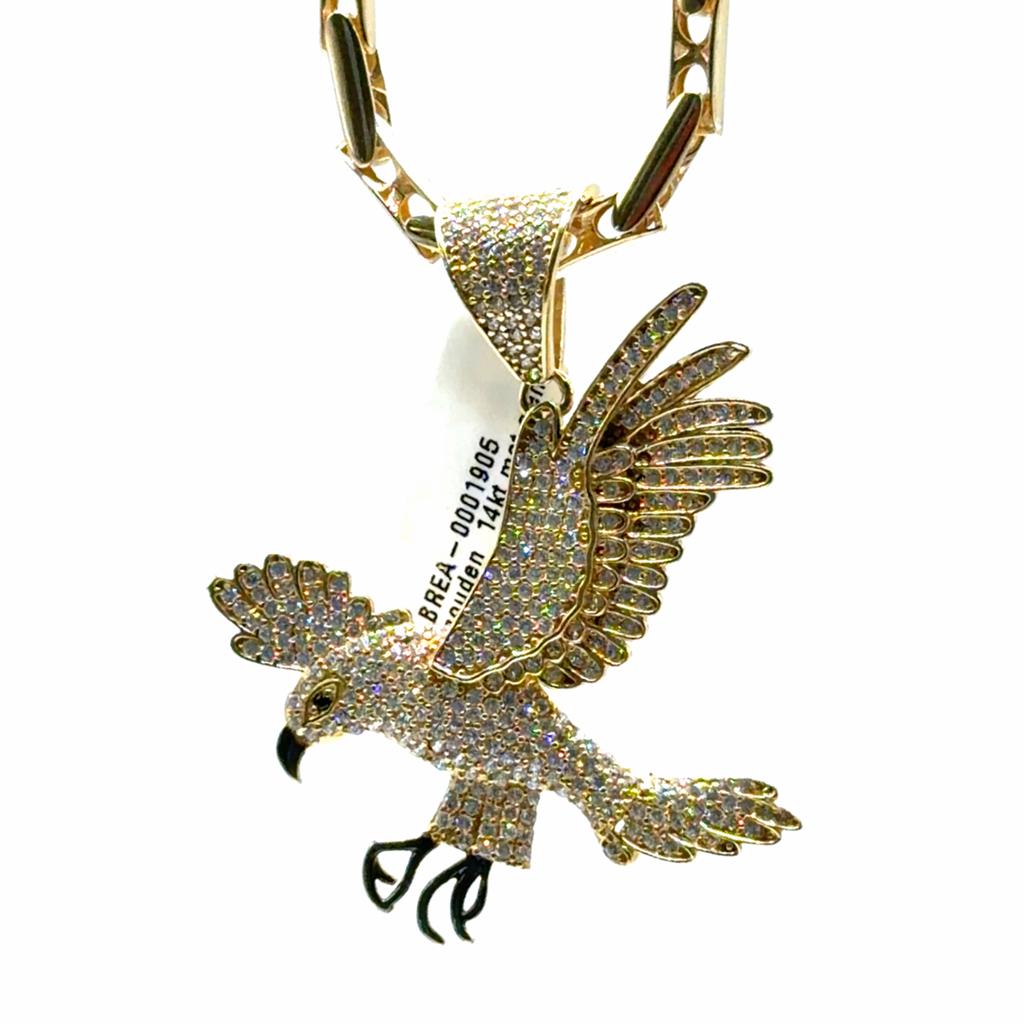 Gouden Adelaar Hanger met Zirkonia - 14kt