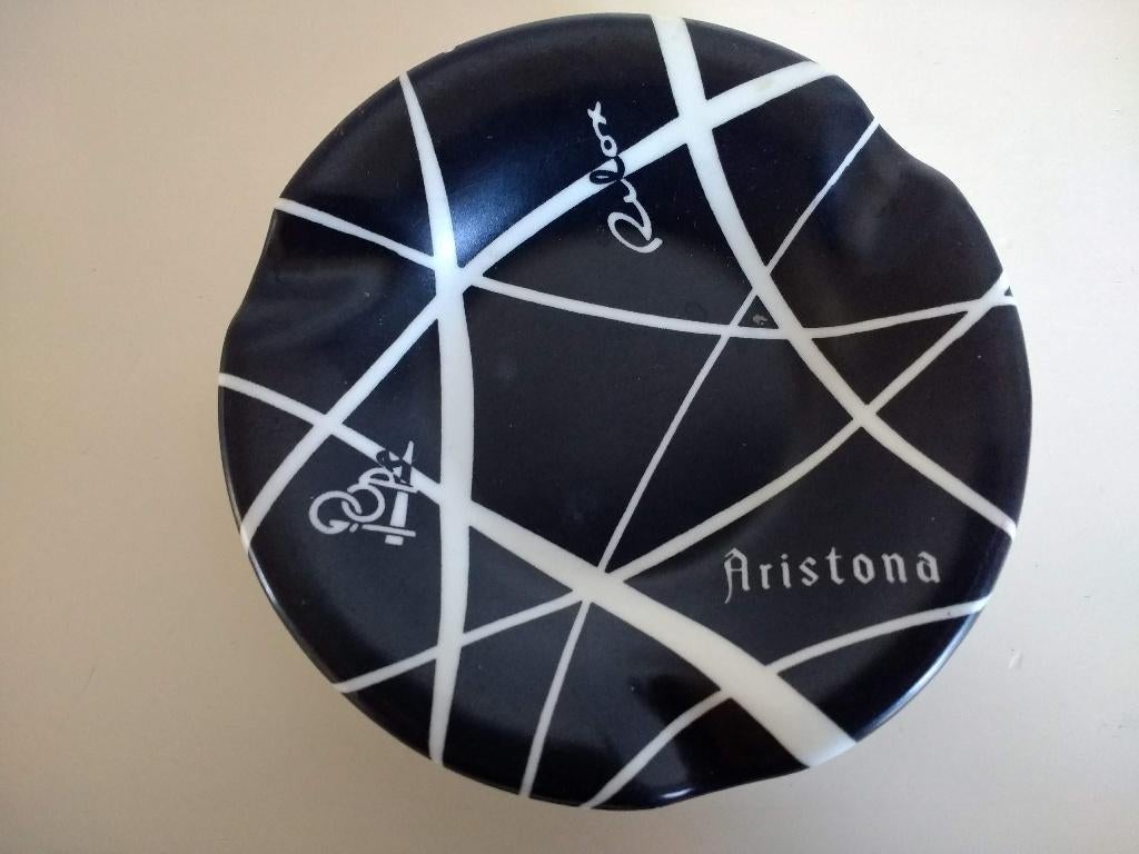 Sierlijke asbak zwart met wit Aristona Rilox vintage, Verzamelen, Ophalen of Verzenden, Zo goed als nieuw, Asbak