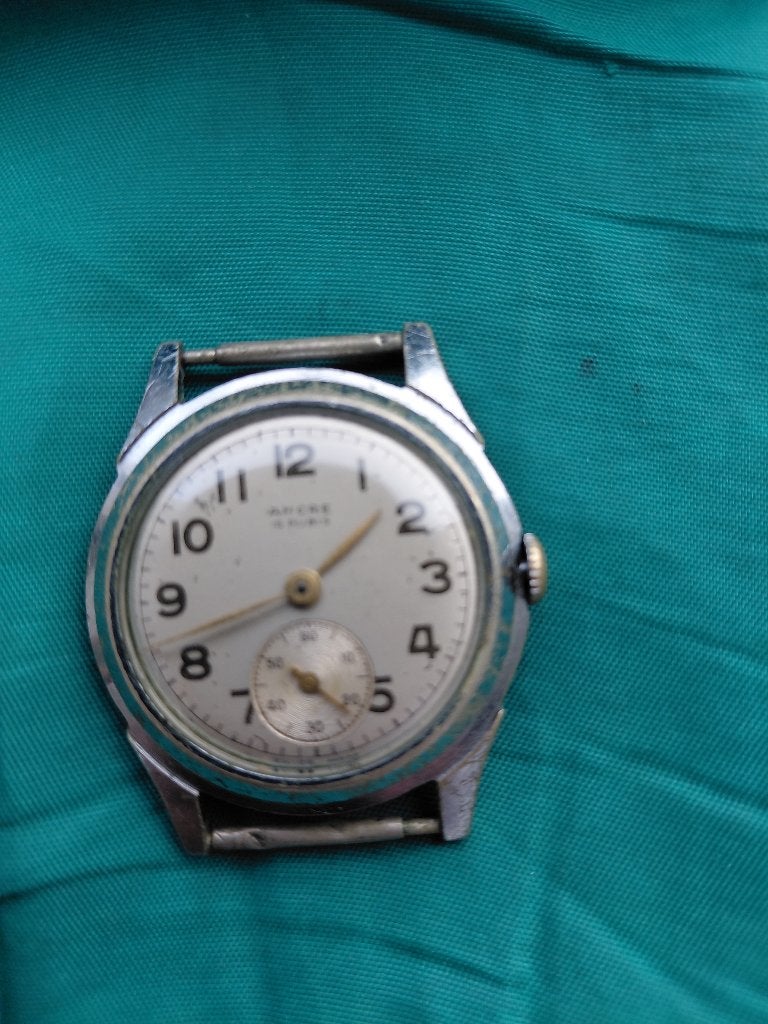 Vintage Ancre herenhorloge-15 rubis eind jaren 40-loopt niet, Overige merken, Overige materialen, Gebruikt, Verzenden